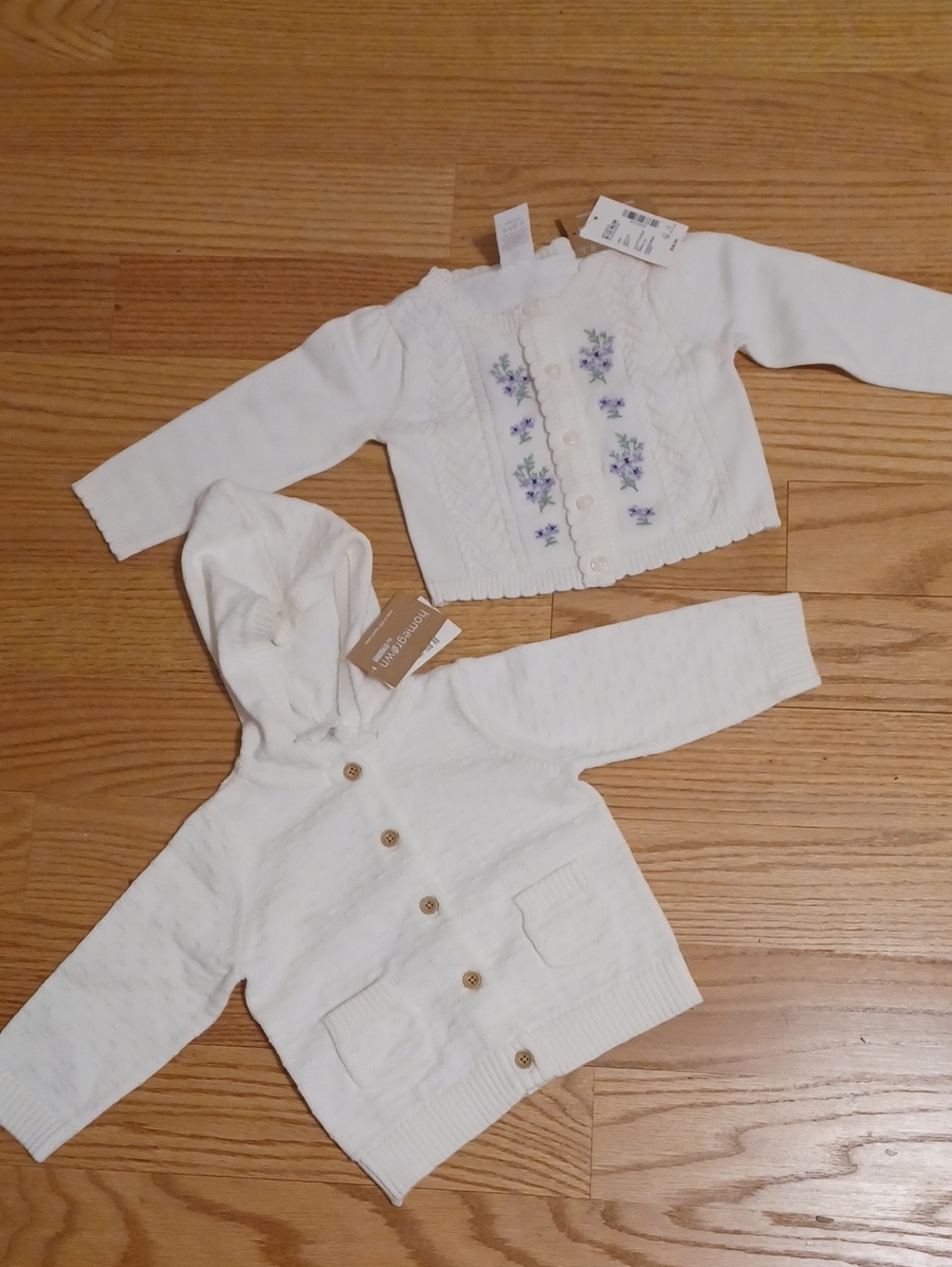 Gymboree White Knit Cardigan and Hooded Sweater Set